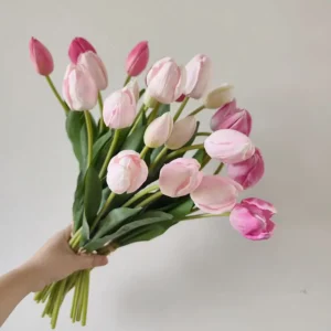 Artificial Tulip Bouquet – Handmade PU Home Decor Flowers