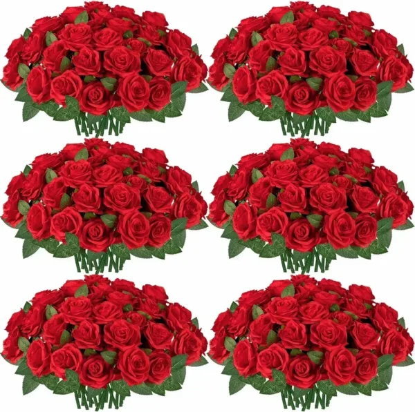 50pcs Silk Rose Bouquet – Wedding & Party Decoration - Image 24