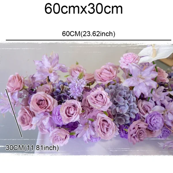 Purple Rose Silk Flower Runner – Wedding Table Decor - Image 10