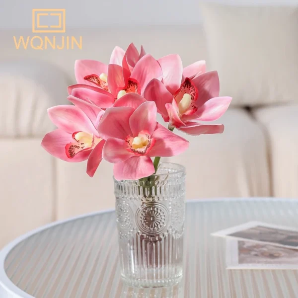 Spring Orchid Magnolia Silk Flowers – 6pcs Bouquet - Image 4