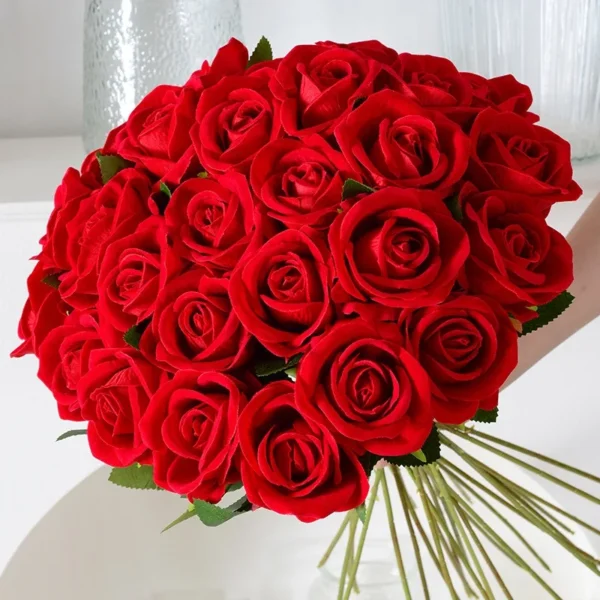 Buy 50pcs Velvet Artificial Rose Bouquet – Realistic Decor in UK, London