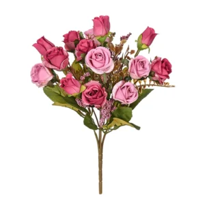 Silk Rose Bouquet – 15 Heads Wedding & Home Decor