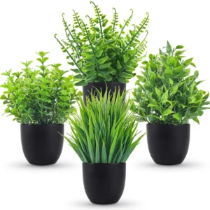 Artificial Plants 4-Pack – Small Faux Bonsai Decor