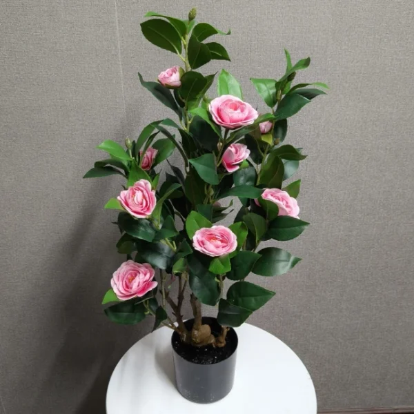 Artificial Camellia Rose Tree in Pot – Indoor Decoration - Image 12