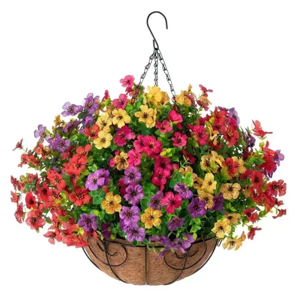 Artificial Violet Hanging Basket – Summer Flowers - Image 7