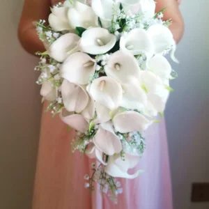 Ivory Calla Lilies & Convallaria Cascading Wedding Bouquet