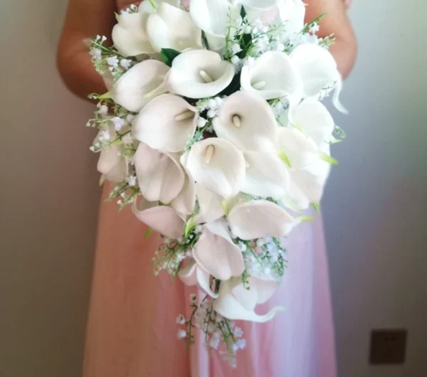 Ivory Calla Lilies & Convallaria Cascading Wedding Bouquet