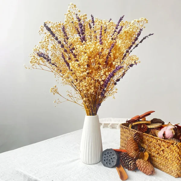 Dried Baby Breath & Daisy Mixed Bouquet – Real Touch - Image 11