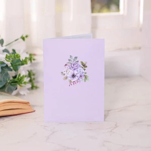 Violets Greeting Card with Envelope – Love & Celebrations - Image 6