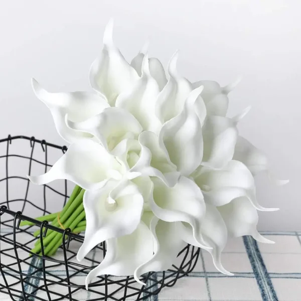 Artificial Calla Lily Bouquet – 20Pcs Pure White - Image 3