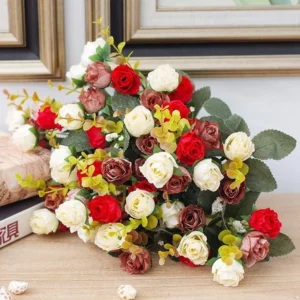 Silk Rose Bouquet – 21 Heads Wedding & Home Decoration
