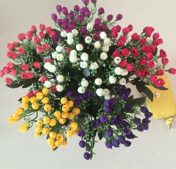 36-Head Artificial Rose Bud Bouquet – 8 Colours