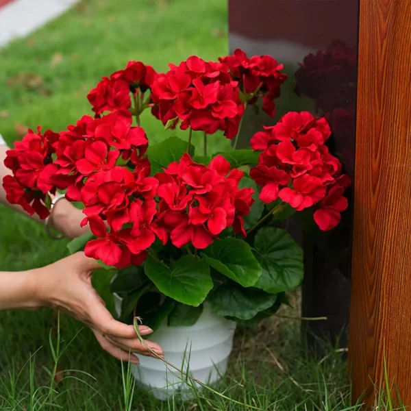 Artificial Geranium Bouquet – UV Resistant Home Decor - Image 3