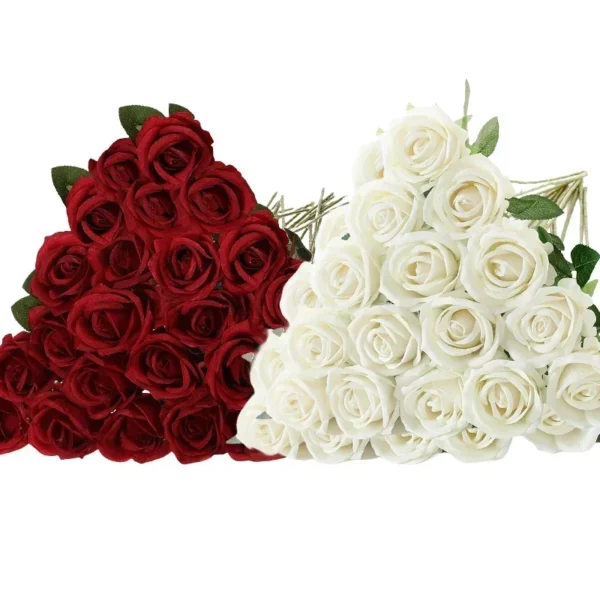 50pcs Velvet Artificial Roses for Wedding & Home Decor - Image 18