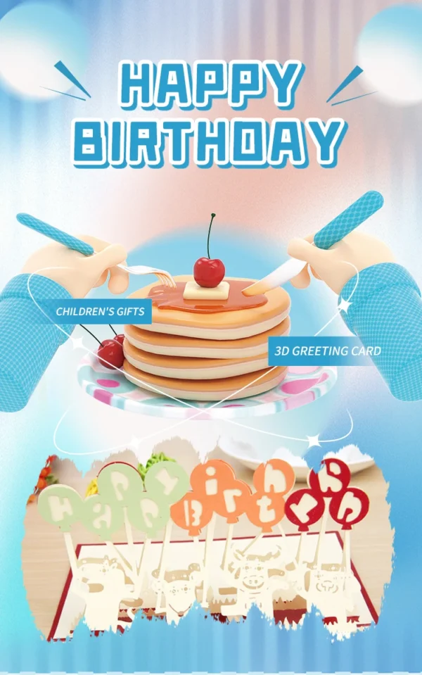 3D Pop-Up Birthday Greeting Card with Cake & Piano Design - Image 43