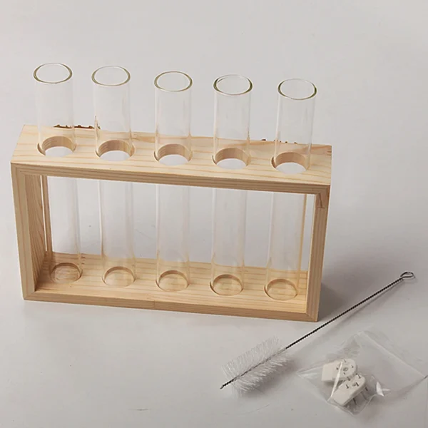 Modern Hydroponic Glass Vase with Wooden Frame - Image 12