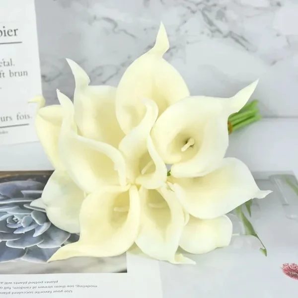White Calla Lily Artificial Flowers Bouquet – 10Pcs - Image 8