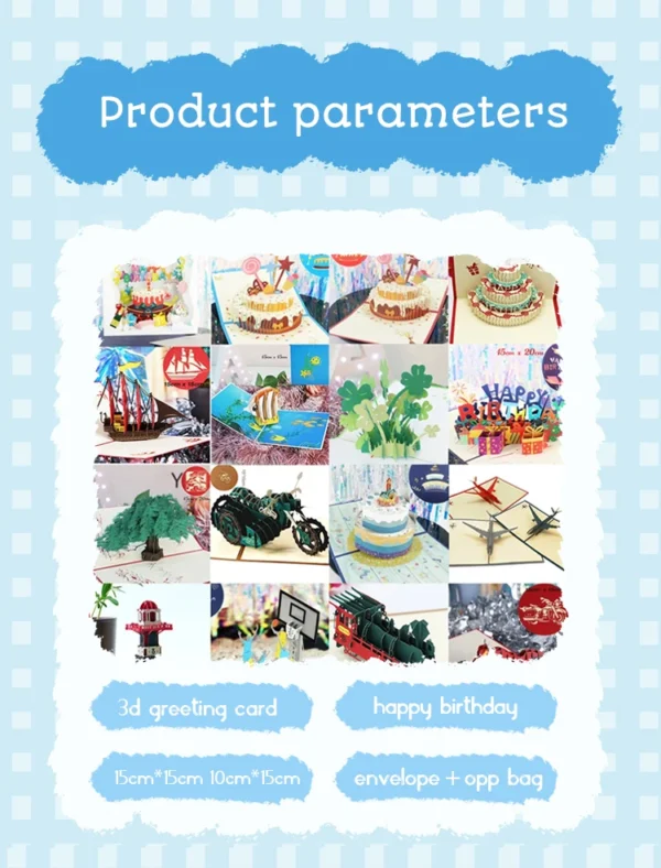 3D Pop-Up Birthday Greeting Card with Cake & Piano Design - Image 44