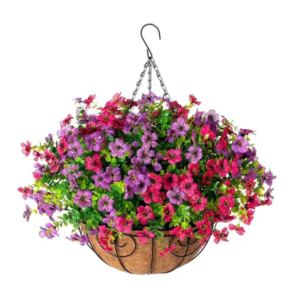 Artificial Violet Hanging Basket – Summer Flowers - Image 16
