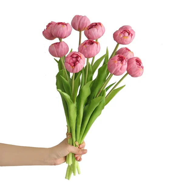 Luxury Real Touch Tulip Bouquet – 3pcs Latex Flowers - Image 6