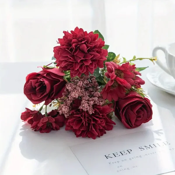 Artificial Rose Bouquet – Mixed Flowers Home & Garden Décor - Image 9