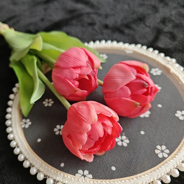 Luxury Real Touch Tulip Bouquet – 3pcs Latex Flowers - Image 8