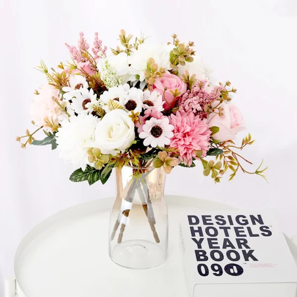 Autumn Silk Rose & Daisy Bouquet – Artificial Flowers - Image 5