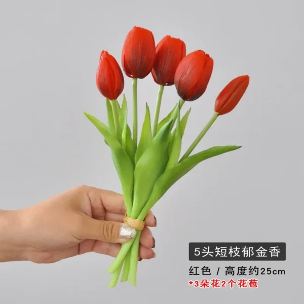 10 Heads Latex Tulip Bouquet – Artificial Wedding Flowers - Image 13