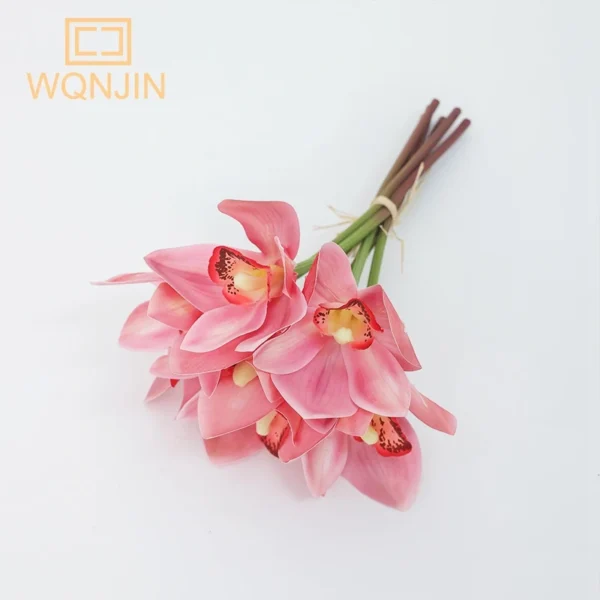 Spring Orchid Magnolia Silk Flowers – 6pcs Bouquet - Image 11