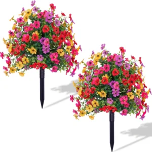 Artificial Sympathy Flowers – 2pcs Plastic Bouquets