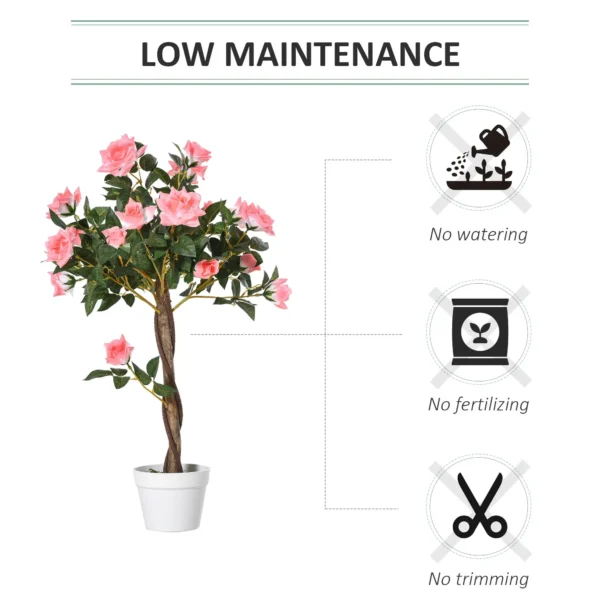 Artificial Pink Rose Plant in Pot – 90cm Indoor Decor - Image 3