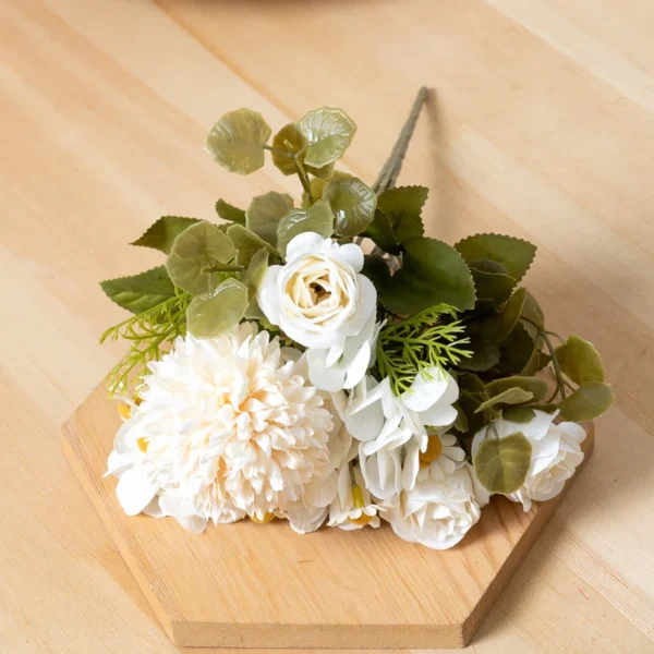 Artificial Silk Dandelion & Rose Bouquet – Summer Flowers - Image 11
