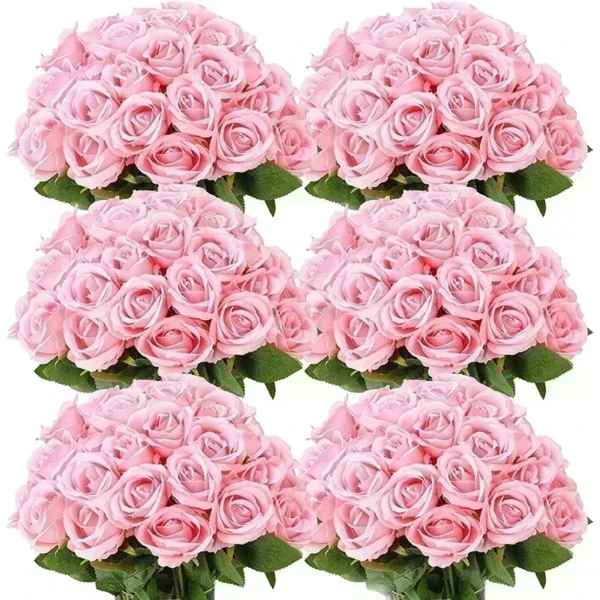 50pcs Silk Rose Bouquet – Wedding & Party Decoration - Image 23