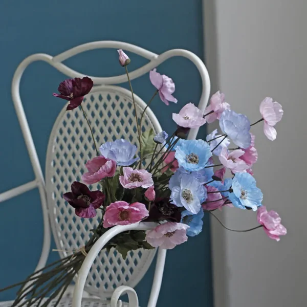 Spring Silk Poppy Stems – Artificial Floral Bouquet Decor - Image 49