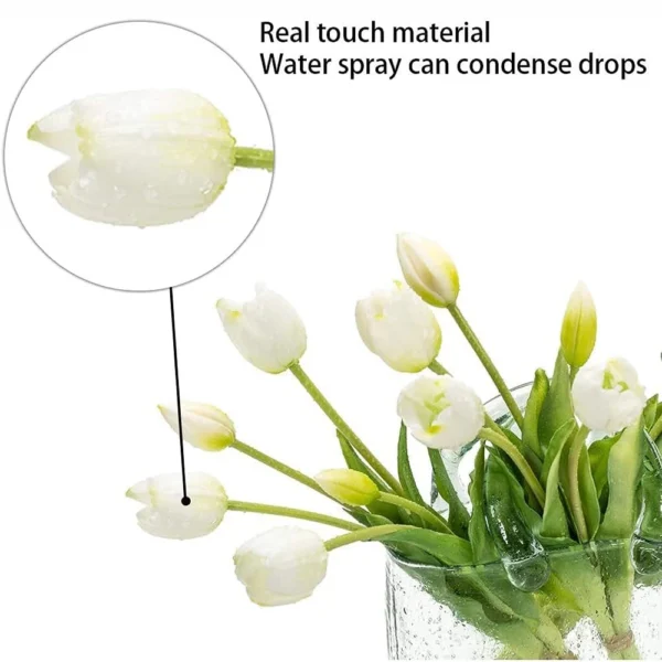 YeeNanee Pink & White Artificial Tulip Bouquet, 15pcs - Image 6