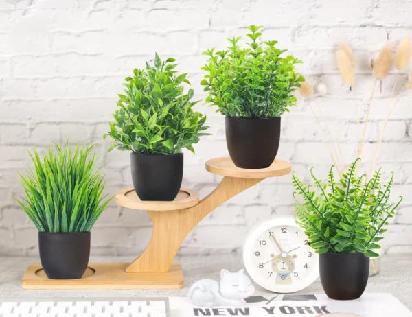 Artificial Plants 4-Pack – Small Faux Bonsai Decor - Image 2