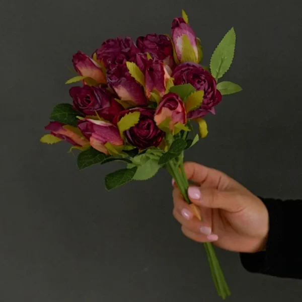 Congratulations Artificial Rose Bouquet – 12 Retro Roses - Image 8