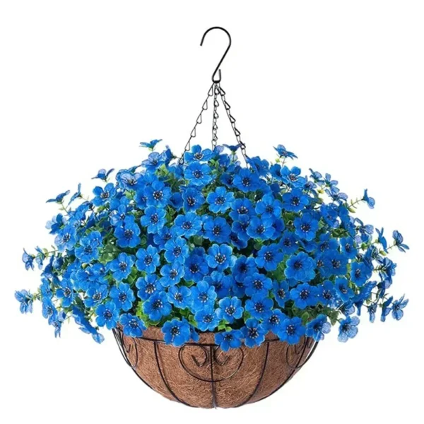 Artificial Violet Hanging Basket – Summer Flowers - Image 4