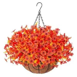 Artificial Violet Hanging Basket – Summer Flowers