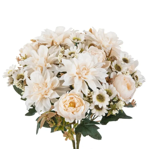 Silk Dahlia & Rose Artificial Bouquet for Weddings & Decor - Image 2