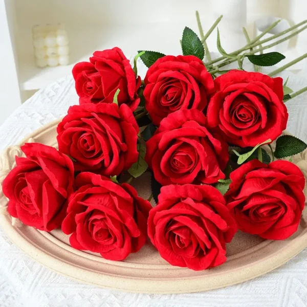 50pcs Velvet Artificial Rose Bouquet – Realistic Decor - Image 2