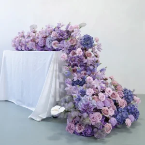 Purple Rose Silk Flower Runner – Wedding Table Decor