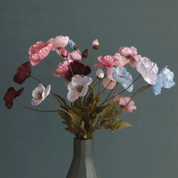 Spring Silk Poppy Stems – Artificial Floral Bouquet Decor - Image 45