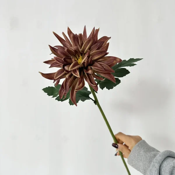Artificial PU Dahlia Bouquet – 5 Stems Funeral Flowers - Image 9