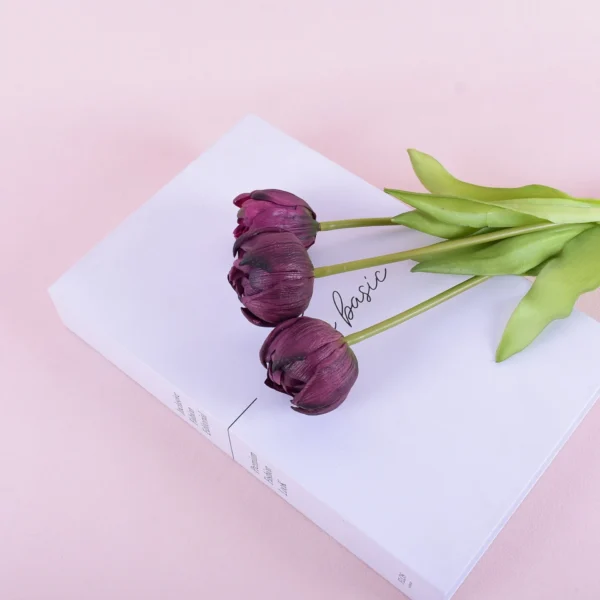 Luxury Real Touch Tulip Bouquet – 3pcs Latex Flowers - Image 7
