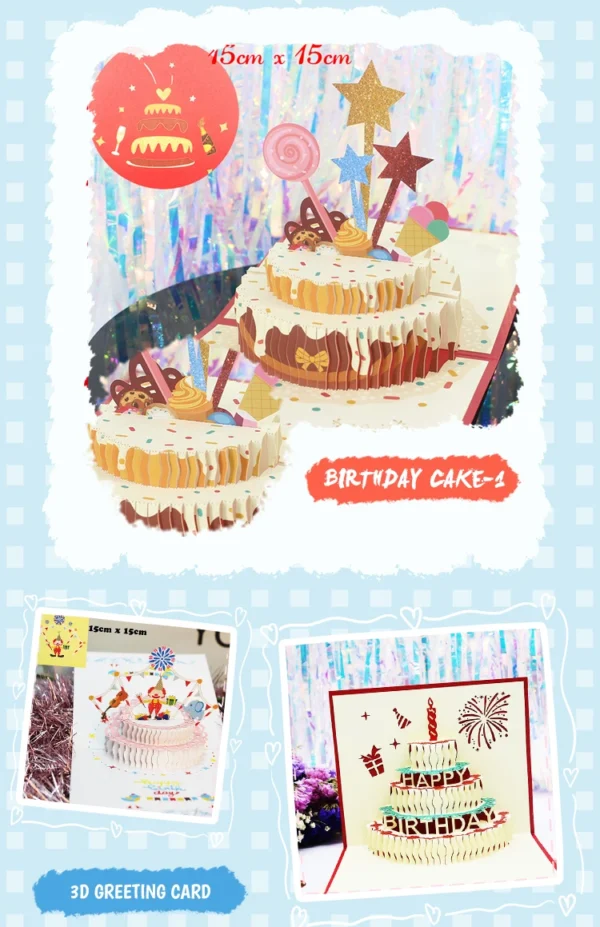 3D Pop-Up Birthday Greeting Card with Cake & Piano Design - Image 49