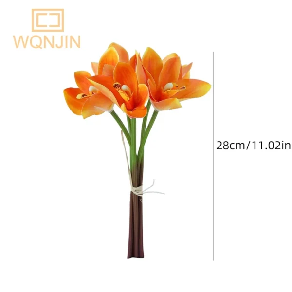 Spring Orchid Magnolia Silk Flowers – 6pcs Bouquet - Image 5
