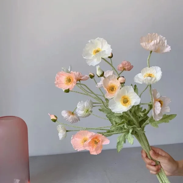 Spring Silk Poppy Stems – Artificial Floral Bouquet Decor - Image 40