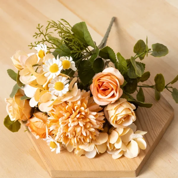 Artificial Silk Dandelion & Rose Bouquet – Summer Flowers - Image 7