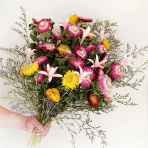 Colorful Dried Daisy & Chrysanthemum Bouquet – Home Décor